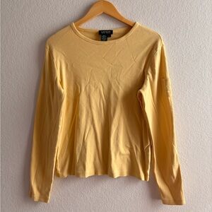 Ralph Lauren Long-Sleeve Crewneck Top in Pale Yellow